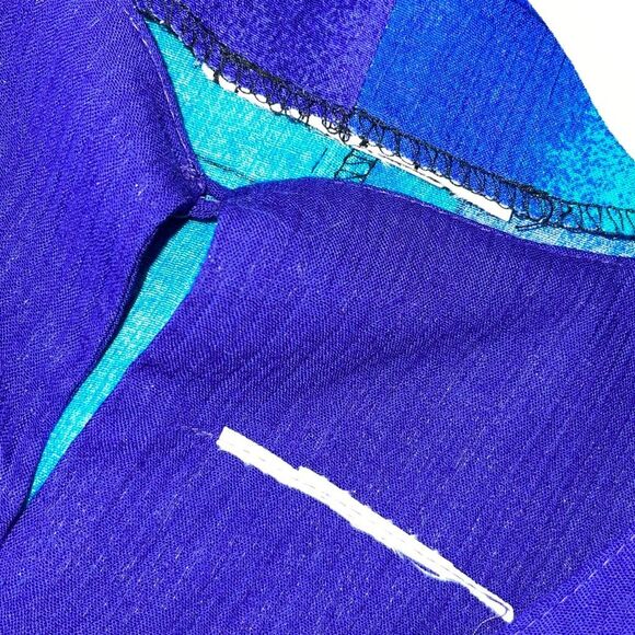 Womens 2 Pc Set Short Sleeve Blouse Printed Duster Cardigan Blue Purple Size 3X - Picture 5 of 10